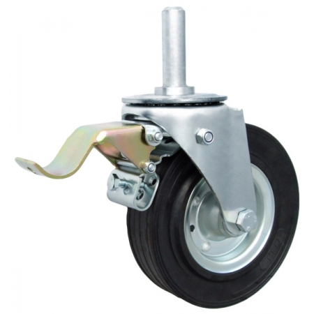 Koła fi 125 (do 80 kg) metalowo-gumowe w obudowach z trzpieniem i hamulcem