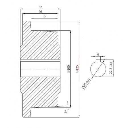 Koło fi 125 bieżnia 100 mm kołnierzowe lita stal