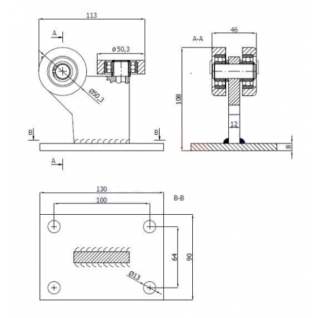 Wózki stałe bez regulacji wysokości (60x60x4) metalowe