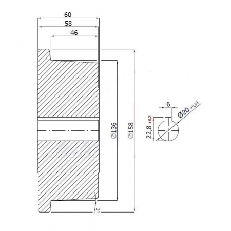 Koło fi 160 bieżnia 136 mm kołnierzowe lita stal
